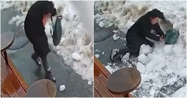 В Киеве на женщину рухнула глыба льда с крыши дома