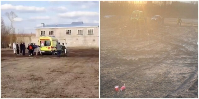 В Тверской области футбольные фанаты вытолкали скорую помощь из грязи, но она всё равно застряла