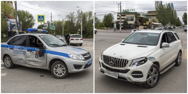 В Волгограде водитель протаранил автомобиль ДПС, но уверен в своей невиновности