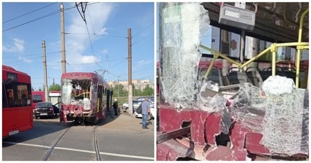 В Казани из-за столкновения двух трамваем пострадали несколько человек