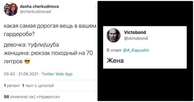 "Жена!": пользователи соцсетей рассказали, какая у них самая дорогая вещь в гардеробе