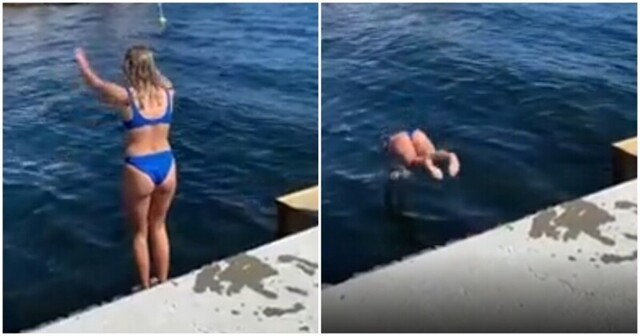 Девушка прыгнула в воду и заслужила необычные аплодисменты