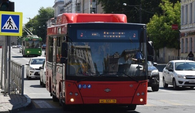 В рейсовом автобусе Казани заметили красавицу в сфере из арбуза на голове