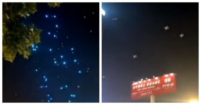 В Китае сотни дронов сошли с ума прямо во время представления и стали падать на головы людям