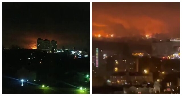 Опубликованы, поражающие своей масштабностью, кадры зарева пожара после взрыва на НЛМК