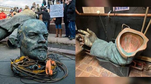 Кто ж его унизит, он же памятник! В украинском Днепре из памятника Ленину сделали писсуар