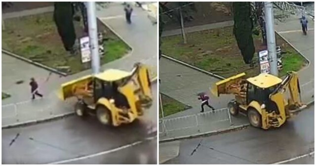 В Севастополе "взбесившийся трактор" снёс забор и едва не сбил пешехода