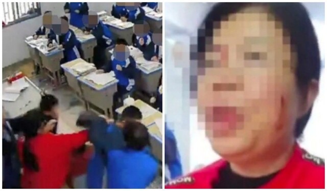 В Китае голодный ученик набросился на учительницу во время урока