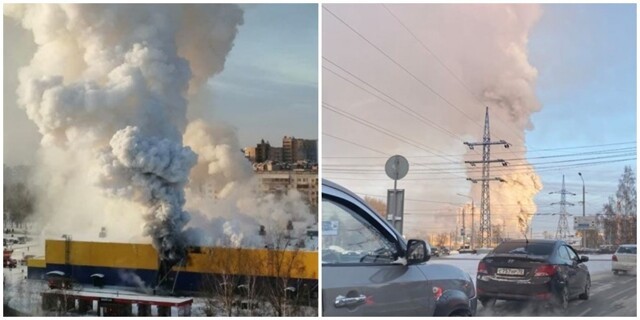 В Томске полыхает гипермаркет "Лента"