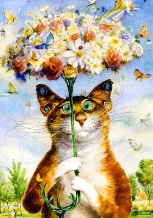 20 забавных и милых кошачьих картин от художников со всего света