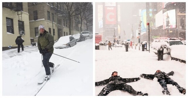 Нью-Йорк завалило снегом