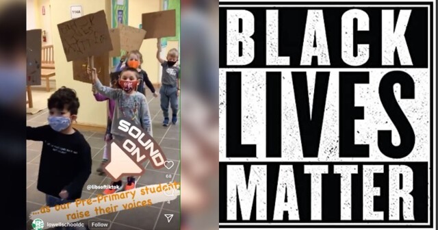 В американской школе пятилеток вывели с плакатами в поддержку BLM