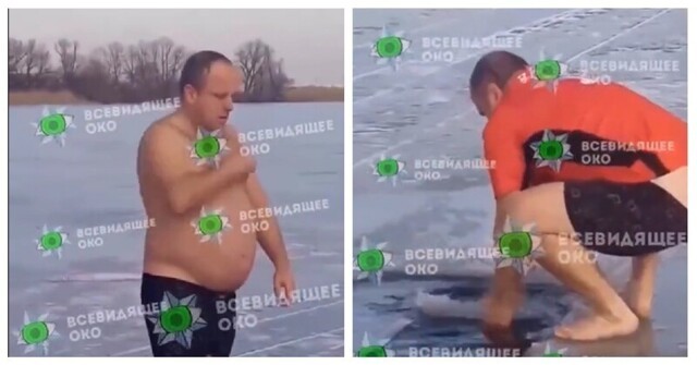 Во время Крещенских купаний, украинец осенил себя крестом, прыгнул в прорубь и утонул