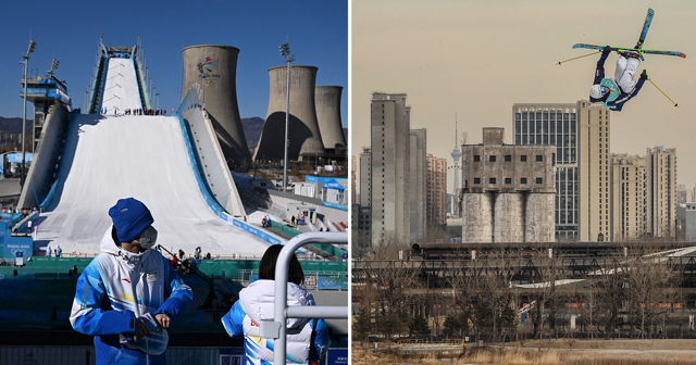 Дистопические игры: пользователей сети удивил лыжный трамплин в Пекине, построенный на месте бывшего завода