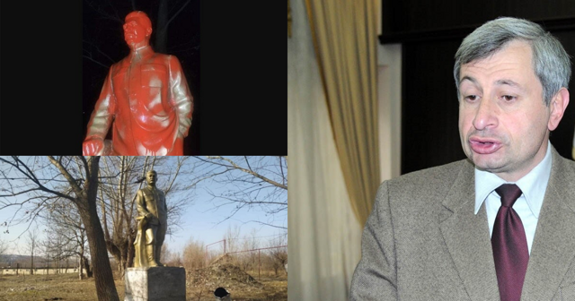 В Грузии вандалы залили краской памятник Сталину