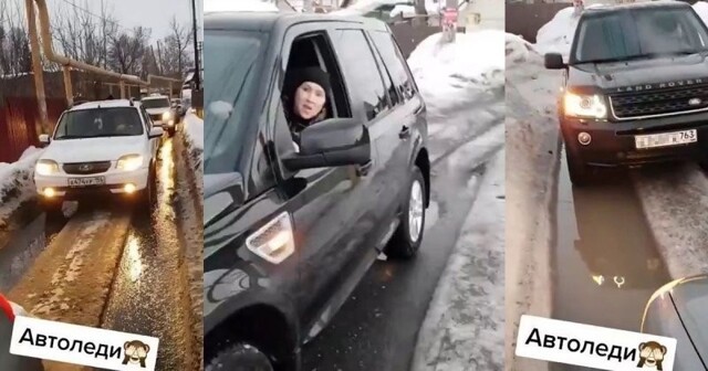 Принципиальная автомобилистка из Самары собрала целую вереницу машин и отказалась уступать дорогу