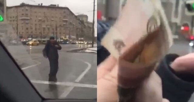 "Дай 100 рублей - исцелюсь!": чудо моментального излечения дорожного попрошайки сняли на видео