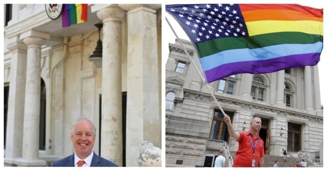 «Это символ наших побед»: посольство США в Кишинёве вывесило флаг ЛГБТ