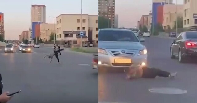 Допрыгался: блогер в Астане решил устроить на дороге представление с трюками и оказался под колесами авто