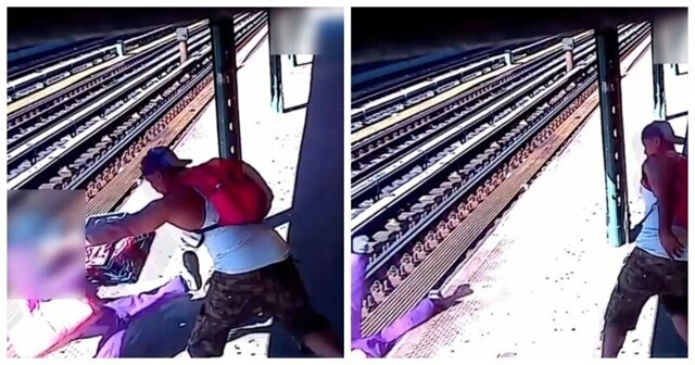 Видео: злоумышленник в нью-йоркском метро толкает женщину на рельсы