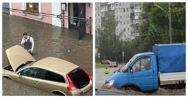 Из-за сильного ливня Нижний Новгород ушёл под воду