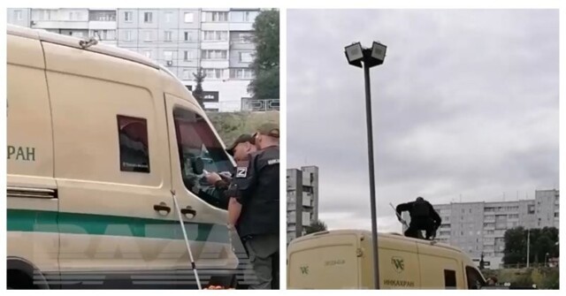 В Красноярске инкассаторы показали мастер-класс по вскрытию машины с наличкой