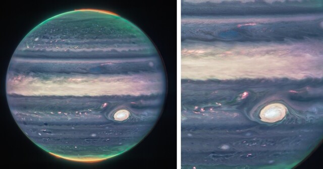 Космический телескоп «Джеймс Уэбб» запечатлел удивительные полярные сияния на Юпитере