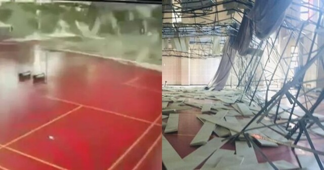 Во время землетрясения на Тайване на детей в спортзале обрушился потолок