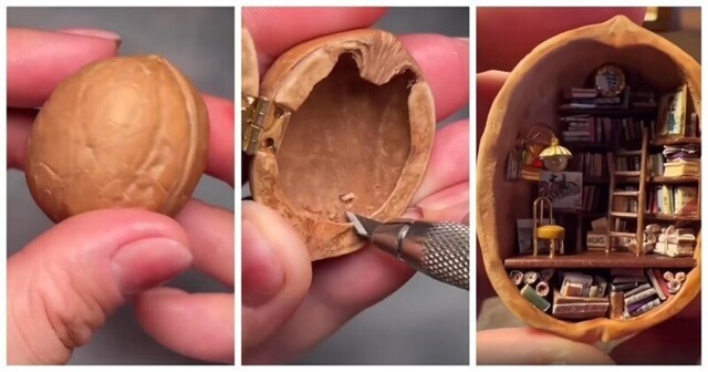Впечатляющие миниатюры в скорлупе орехов