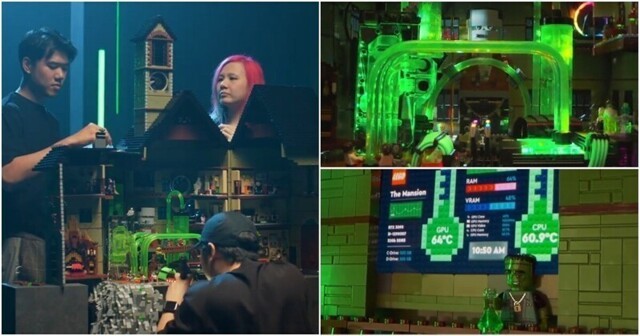 Впечатляющий игровой компьютер, оформленный в стиле зловещего дома с монстрами