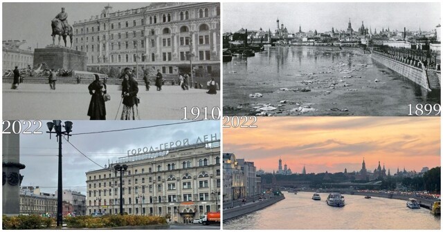Фото в стиле "Было и стало", которые наглядно показывают, как менялась Москва и другие города сквозь года