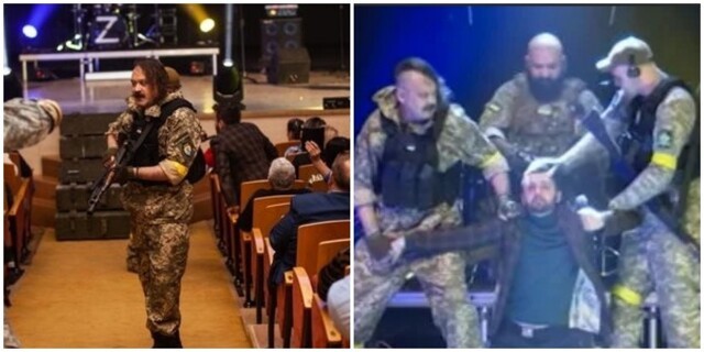 В калужском театре актёры в украинской военной форме инсценировали захват заложников на спектакле «Вежливые люди»