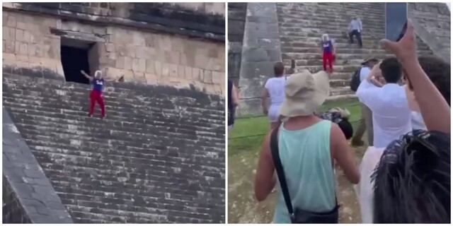 В Мексике местные жители побили туристку, которая станцевала на священной пирамиде