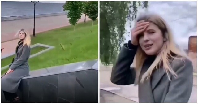 Вписалась: курьезный инцидент с участием неосторожной девушки