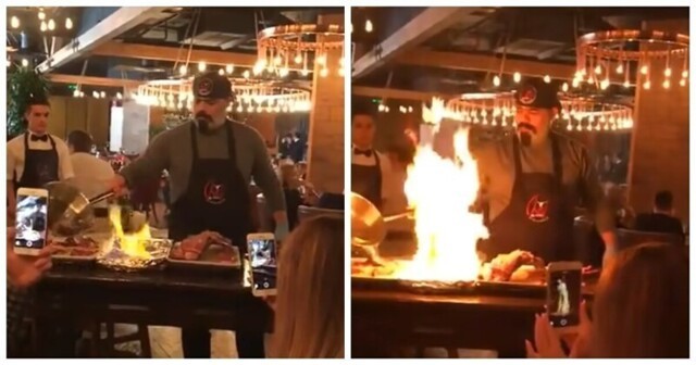 И пожарил и потушил: неудачная жарка мяса в зале ресторана