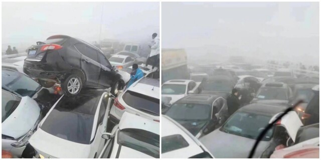 В Китае столкнулись 200 машин из-за тумана