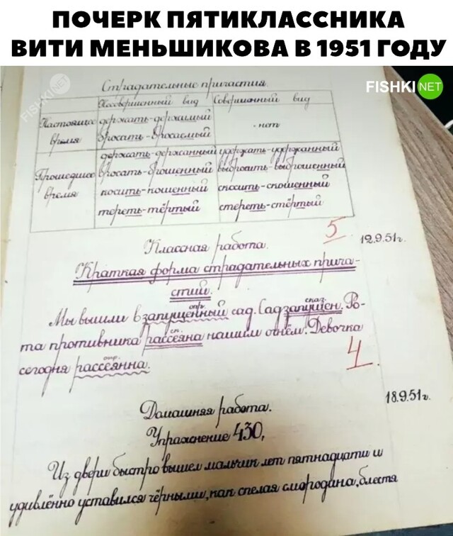 Почерк пятиклассника