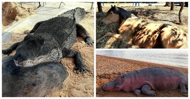 25 реалистичных скульптур животных, сделанных из песка