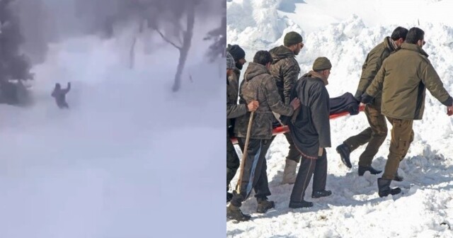 "Тут лавина идёт!": российских лыжников засыпало снегом в горах Индии