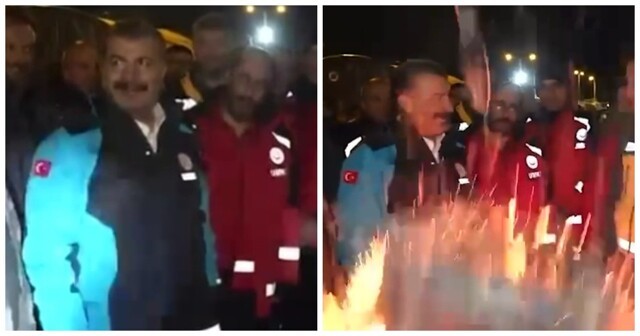 Рядом с турецкими министром здравоохранения взорвался уличный обогреватель