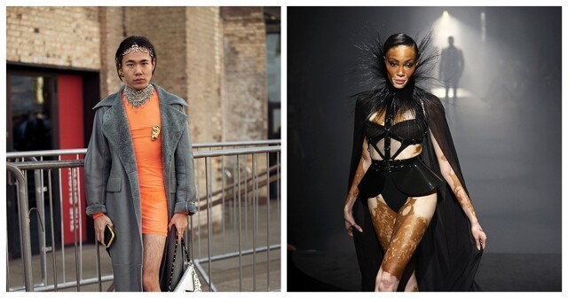 На неделе высокой моды в Лондоне вышли БДСМ-модели, мужики в женском образе и беременные