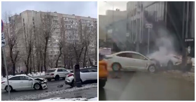 В Москве неадекватный водитель несколько раз протаранил заряжающийся электрокар