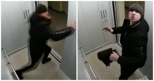 Цветочный боец "избил" лифт в подъезде