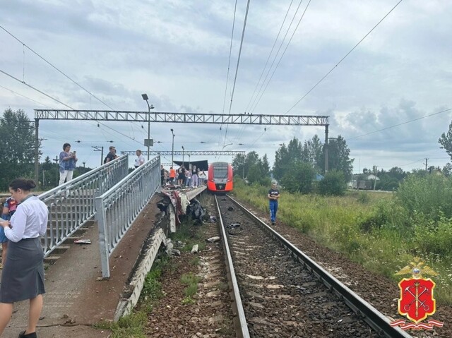 Столкновение поезда с легковым автомобилем под Гатчиной попало на видео