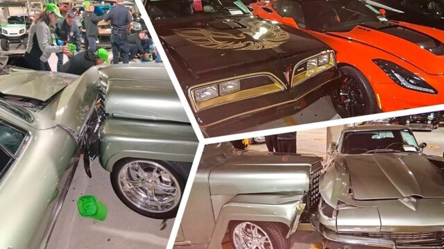 Несколько автомобилей разбили прямо на аукционе Mecum