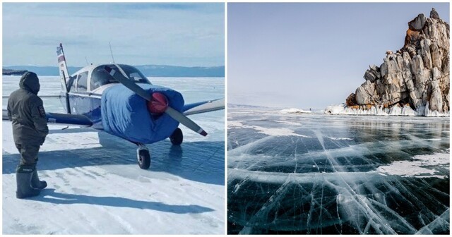 Самолёт незаконно приземлился на лёд Байкала, чтобы пассажиры могли сходить в ресторан