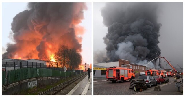 В Гамбурге произошёл пожар на складе с химическими веществами