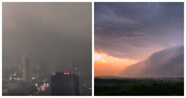 Страшно и красиво: огромное чёрное облако накрыло Стамбул и попало на видео