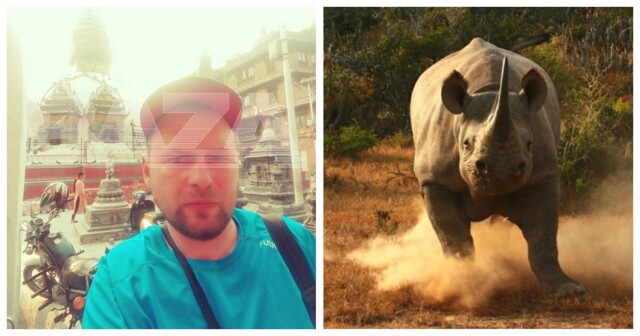 Последние кадры встречи россиянина и носорога в Непале попали на видео