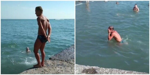 В Сочи парень решил эффектно нырнуть в воду, но трюк пошёл не по плану